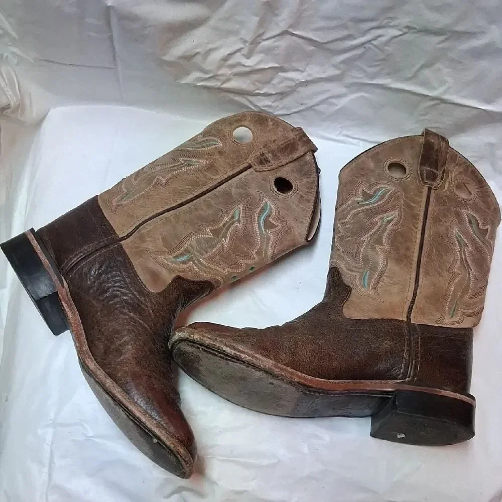 Old West Brown Leather Cowboy Boots